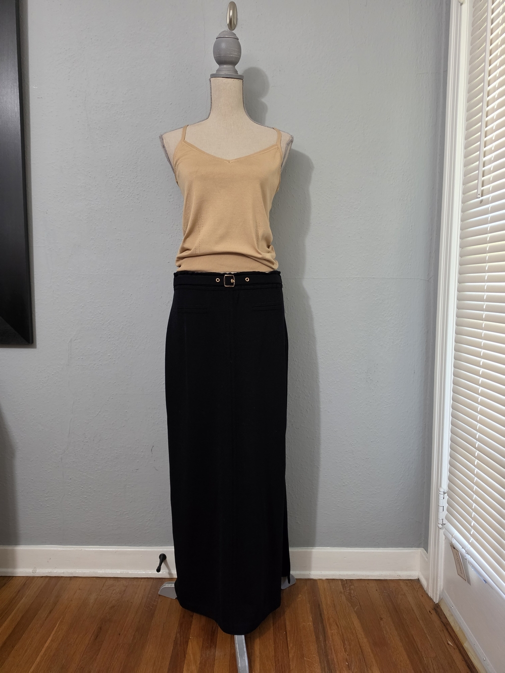 St John Sport by Marie Gray Classic Black Maxi Skirt Size Med